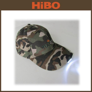 Gorra de béisbol al aire libre de camuflaje led con luz intermitente incorporada